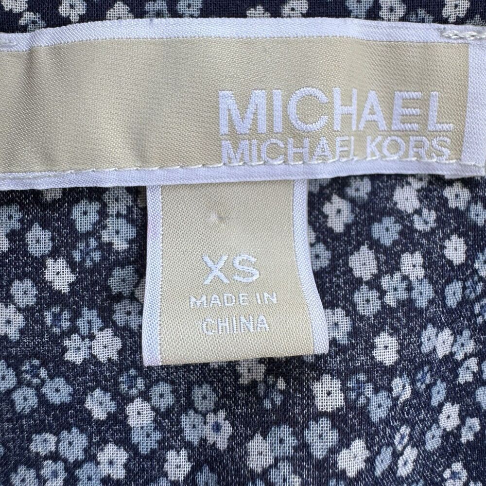 MICHAEL KORS Floral Dress Cotton Lawn Tiered Short Blue Flowers Boho Sz XS - Picture 2 of 16